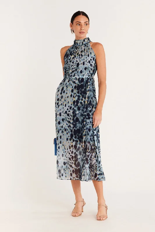 Rivoli Halter Neck Dress - Blue Mist