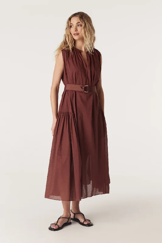 Salma Voile Dress - Rust