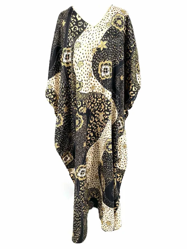 Sante Women's Gold Animal Print Caftan Size XL Dress Knitted floral dresses