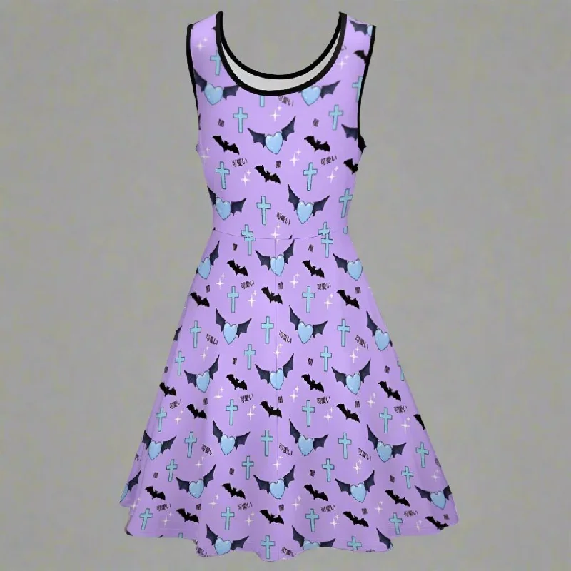 Pastel Goth Sleeveless Skater Dress