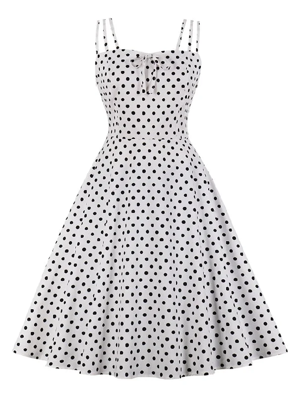 Spaghetti Straps Polka Dot Swing Dating Dress