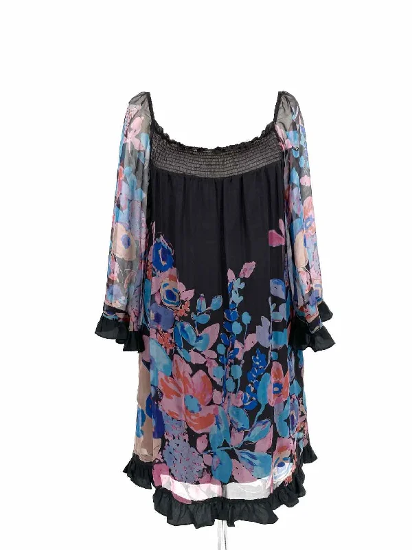 Trinity Women's Black Empire Silk Floral Size S Dress Discounted floral dresses