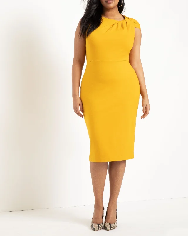 Twisted Shoulder Sheath Dress | Fresia