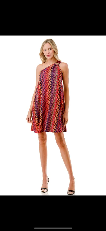 VAVA LOUISA ASYMETRICAL DRESS IN RED MISSONI