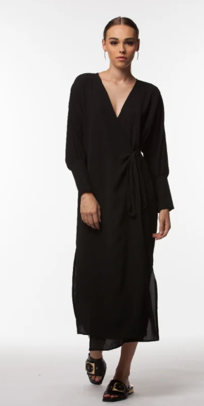 VIENNA BLACK WRAP DRESS