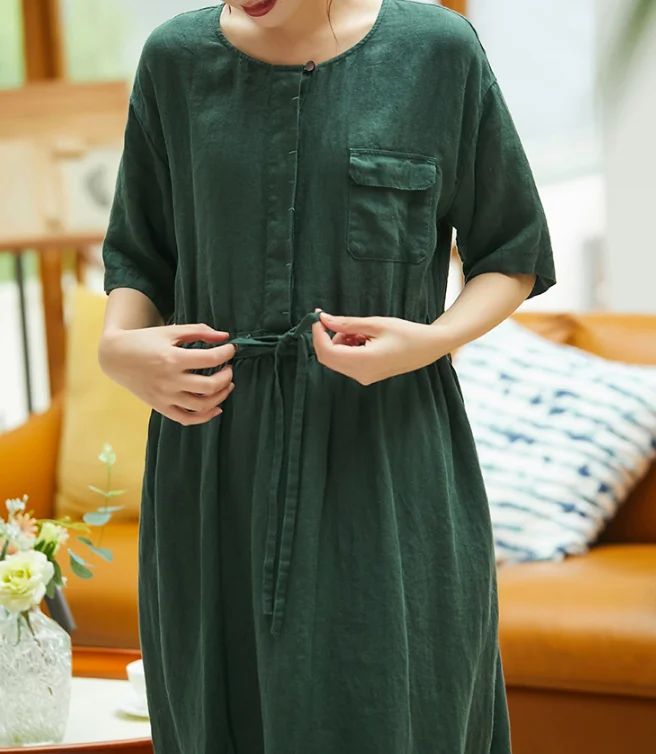 Women Dresses Casual Summer Linen Women Dresses SJ97215