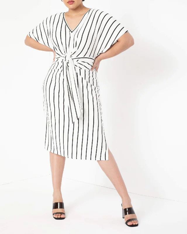 Wrap Around Dress | Black And White Stripe