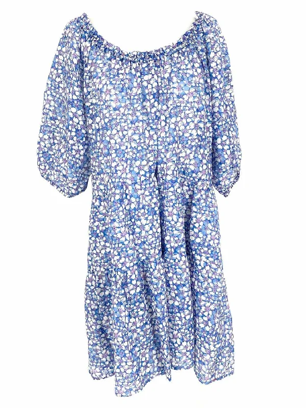 XIRENA Women's Blue Floral Size M Dress Vacation floral dresses