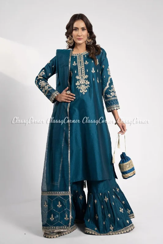 Zinc Katan Embellished Readymade Gharara Outfit