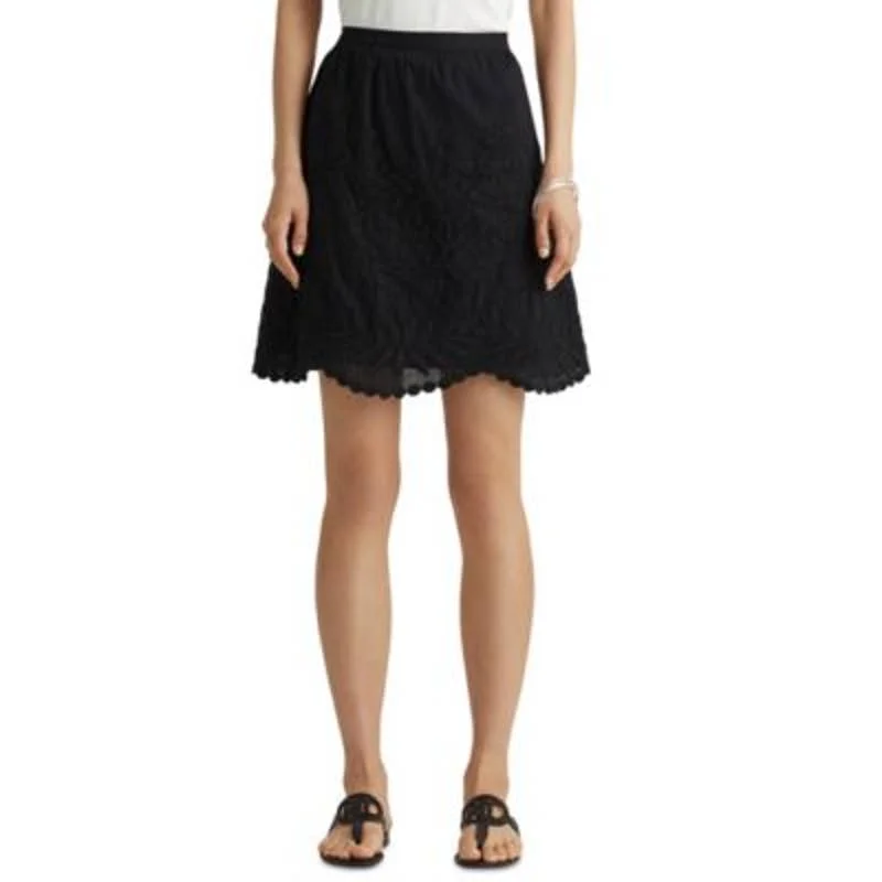 Lauren Ralph Lauren Ladies Polo Black Scalloped Hem Mini Skirt