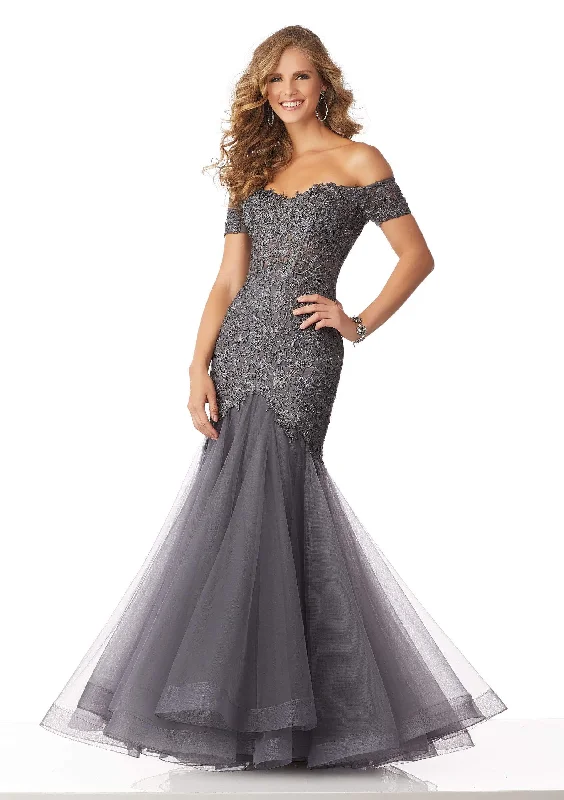 MGNY By Mori Lee 71825 - Lace Appliqued Evening Dress