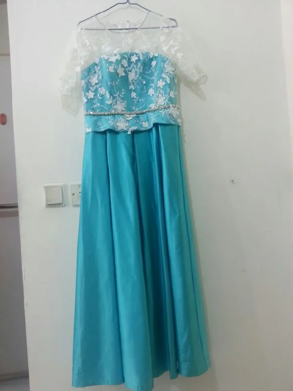 Other Turquoise gown with lace and crystal belt