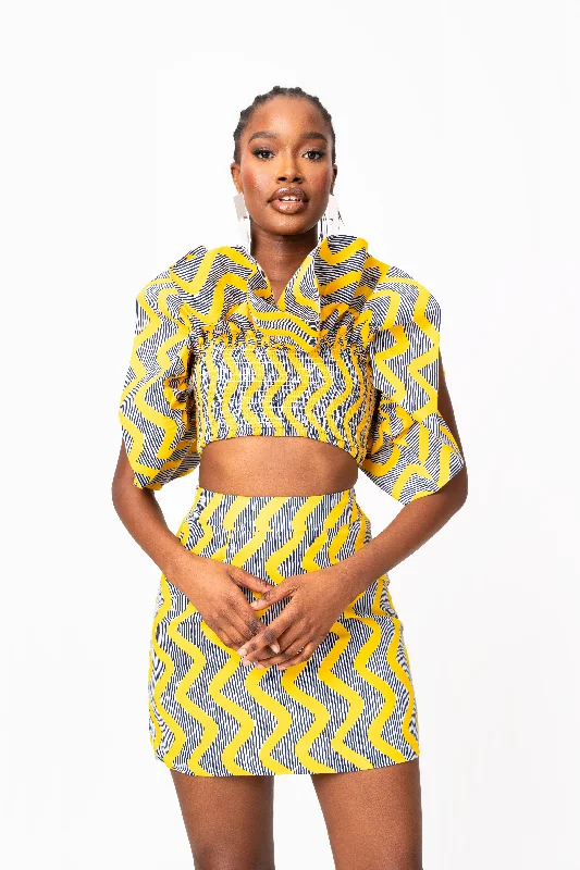 LILY African Print Ruffle Crop Top