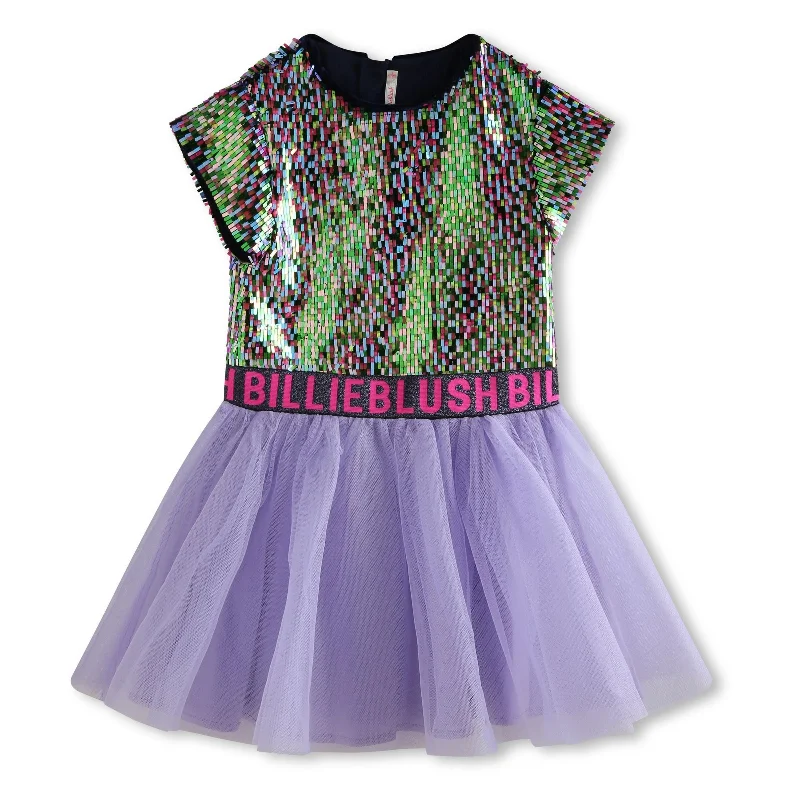 Multicolored Sequin Logo Dress