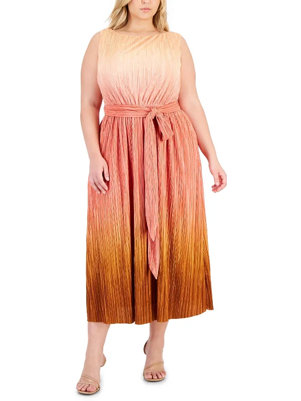 Plus Womens Ombre Polyester Midi Dress