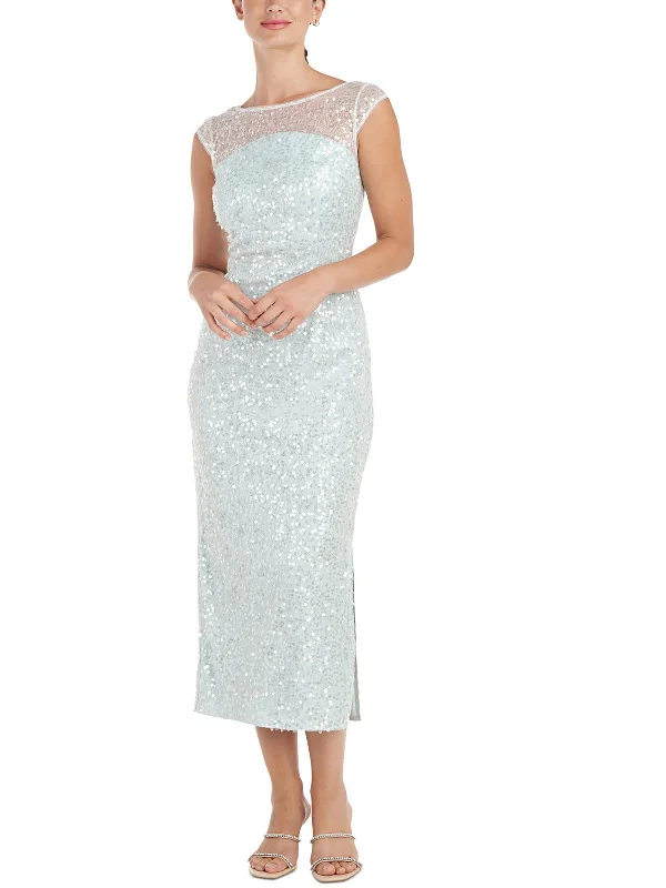 Womens Sequined Polyester Midi Dress