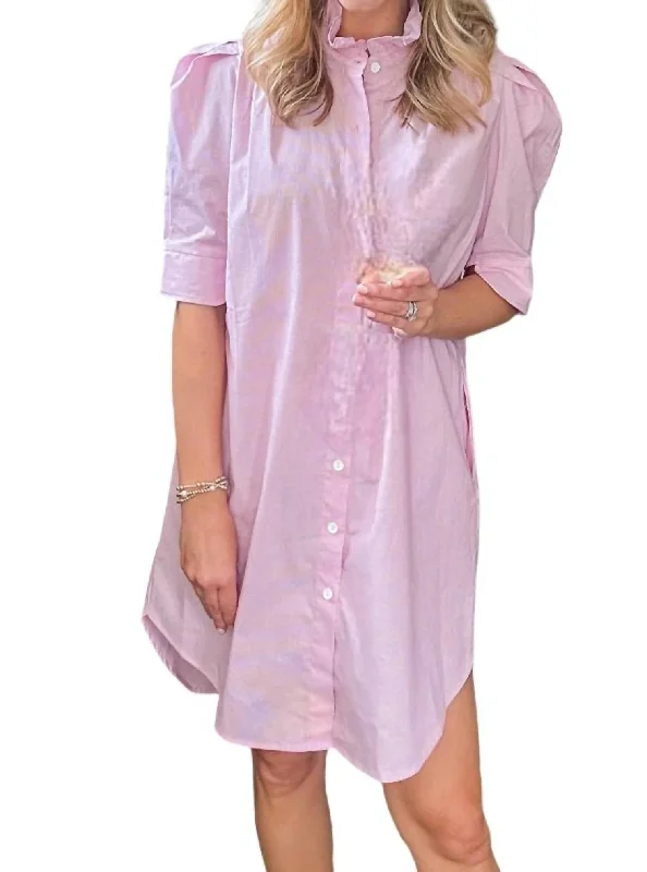 Callie Pinstripe Shirt Dress In Pink