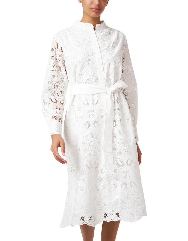 Hollis Eyelet Shirt Dress In Optic White