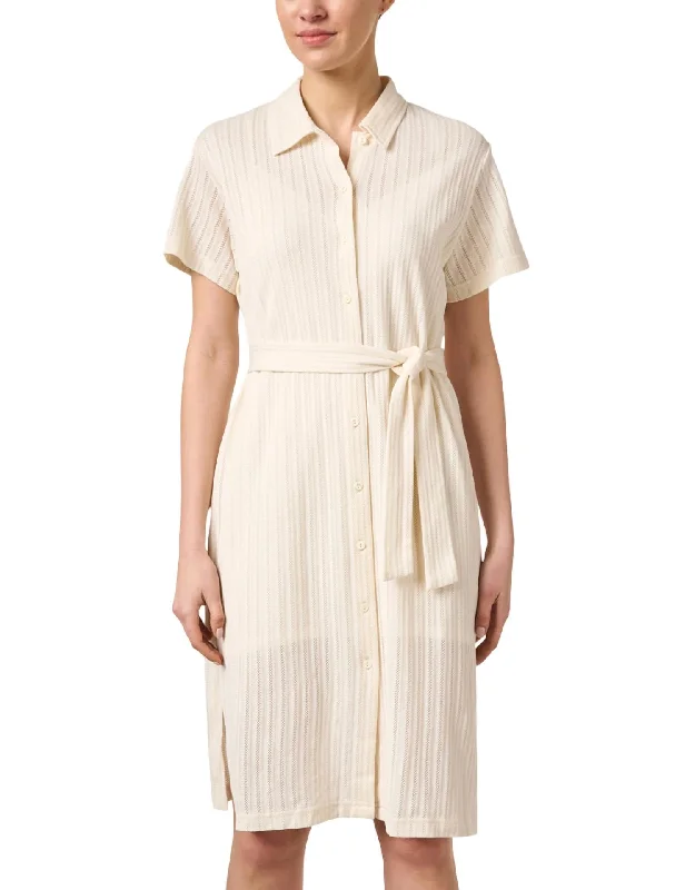 Marinella Cotton Shirt Dress In Ivory