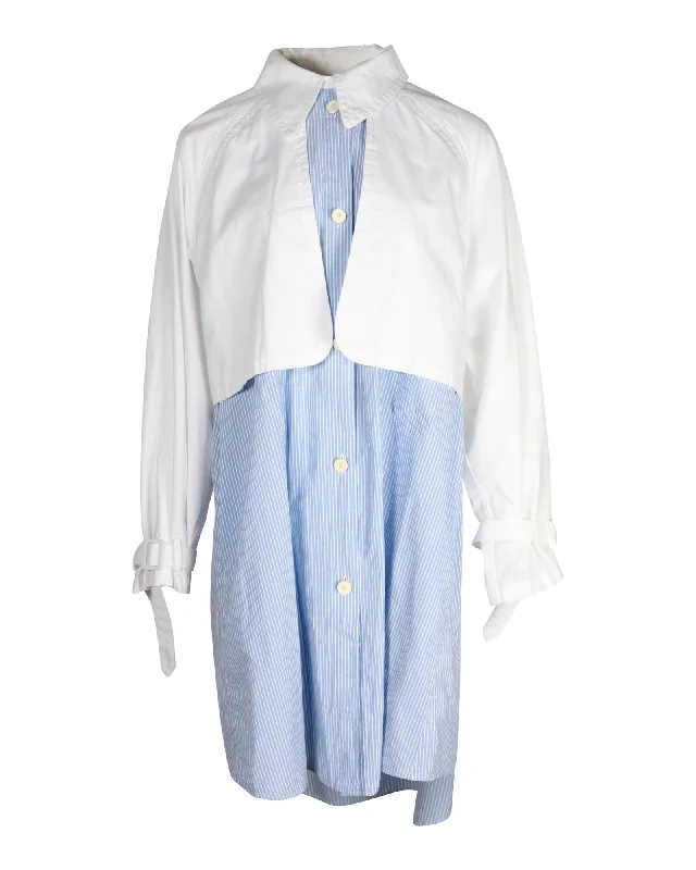 MM6 Maison Margiela Layered Shirt Dress in Light Blue Cotton