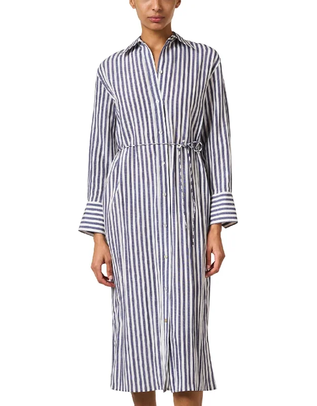 Striped Shirt Dress In Blue Stripe