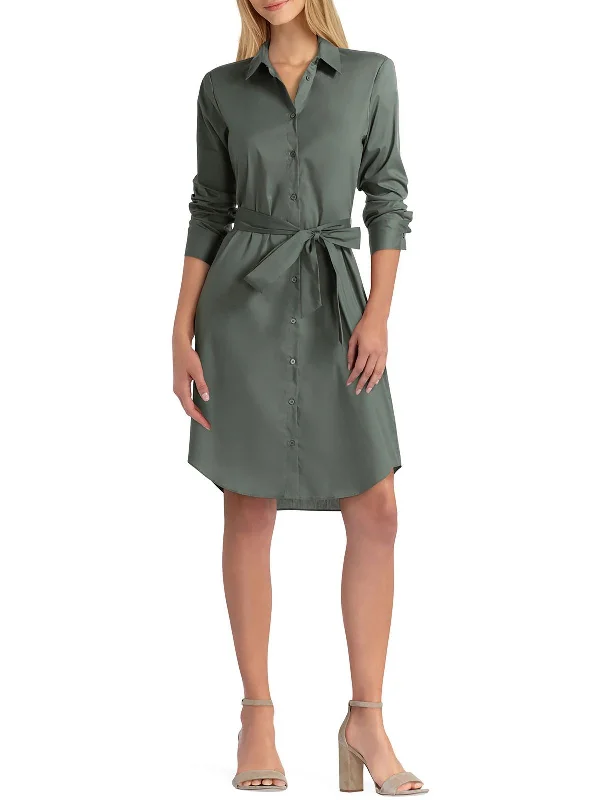 Womens Collar Belted Shirtdress