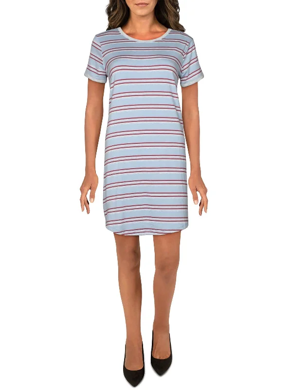 Womens Striped Short Sleeves T-Shirt Dress